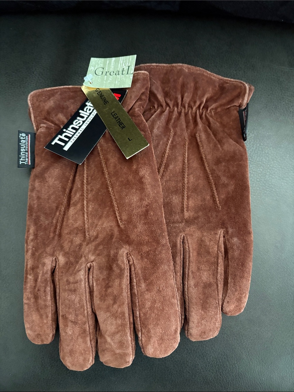 3M Thinsulate Brown Suede Leather Men's Gloves